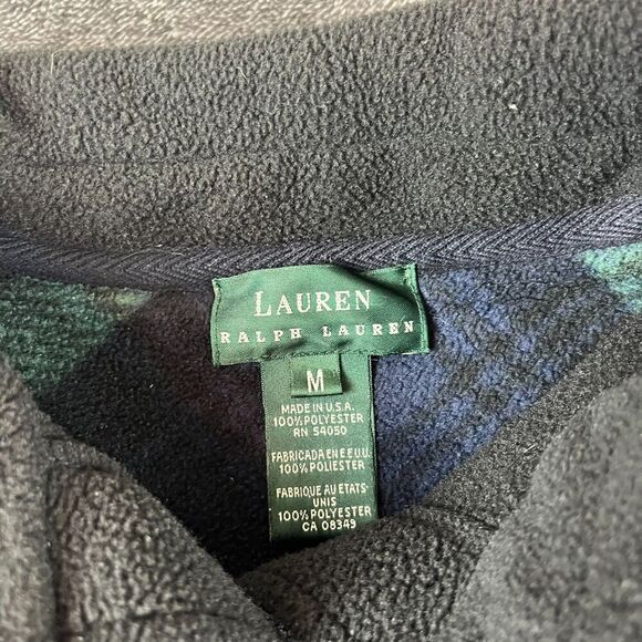 Lauren Ralph Lauren Fleece Button Up Pockets Black Plaid Shacket Women's M - Picture 3 of 11